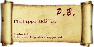 Philippi Bács névjegykártya